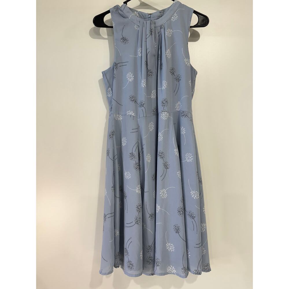 Banana Republic Blue Floral Midi Dress –Fit & Flare, Soft Chiffon, Size 6 - Picture 3 of 6